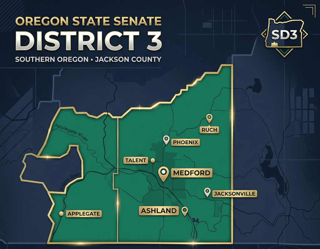 Oregon Senate District 3 Map Outline